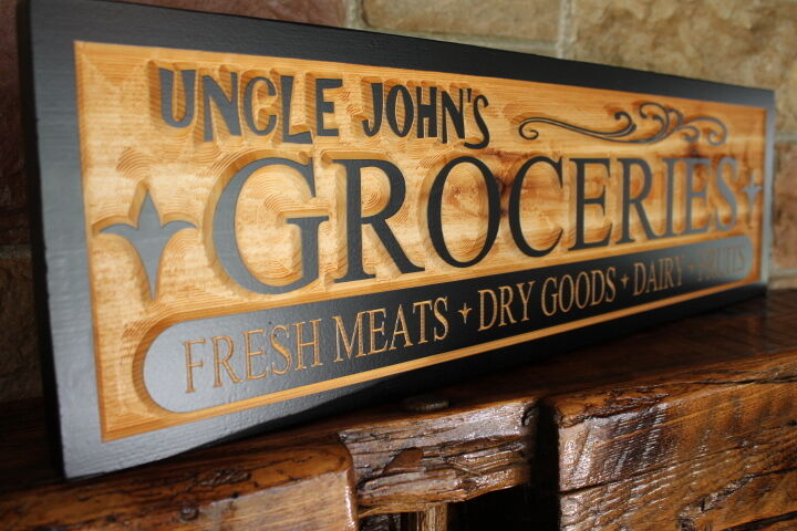 Vintage Country Style Grocery Sign Wood Personalized 