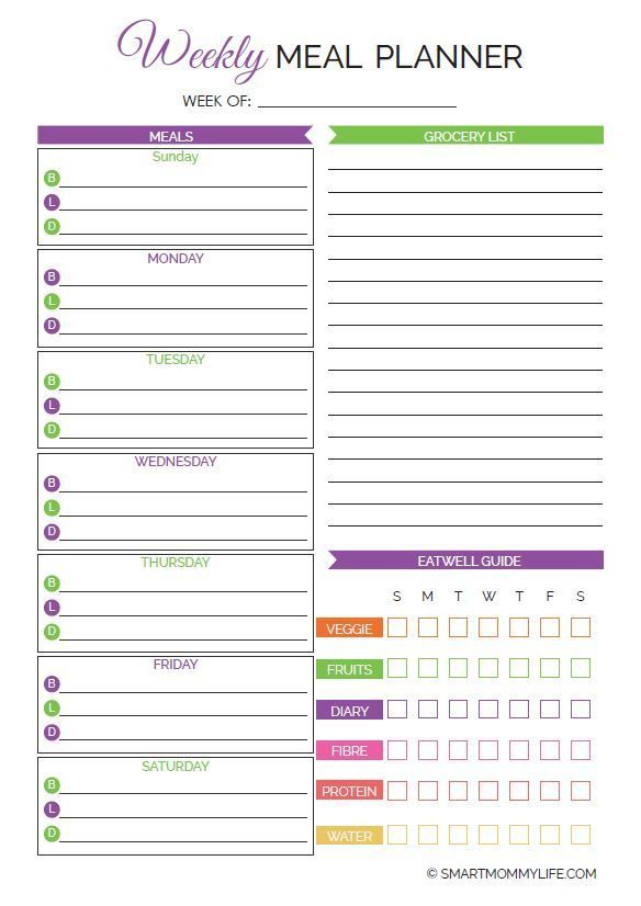 2021 Free Printable Weekly Meal Planner With Grocery List 