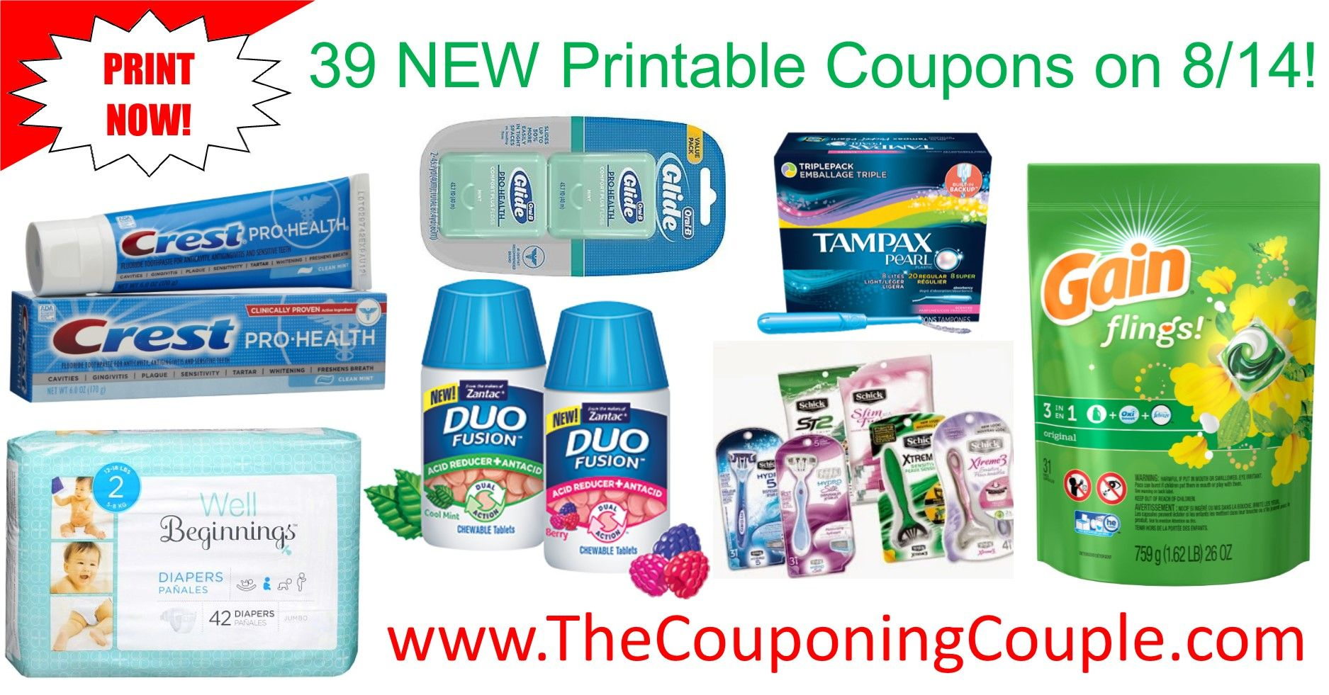 39 NEW Printable Coupons Gain Gillette Barilla Crest 