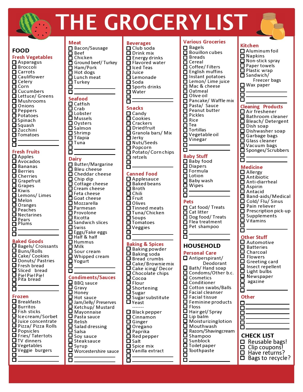 40 Best Master Grocery List Templates Printable 