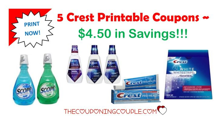 5 Crest Printable Coupons 4 50 In Savings PRINT NOW 