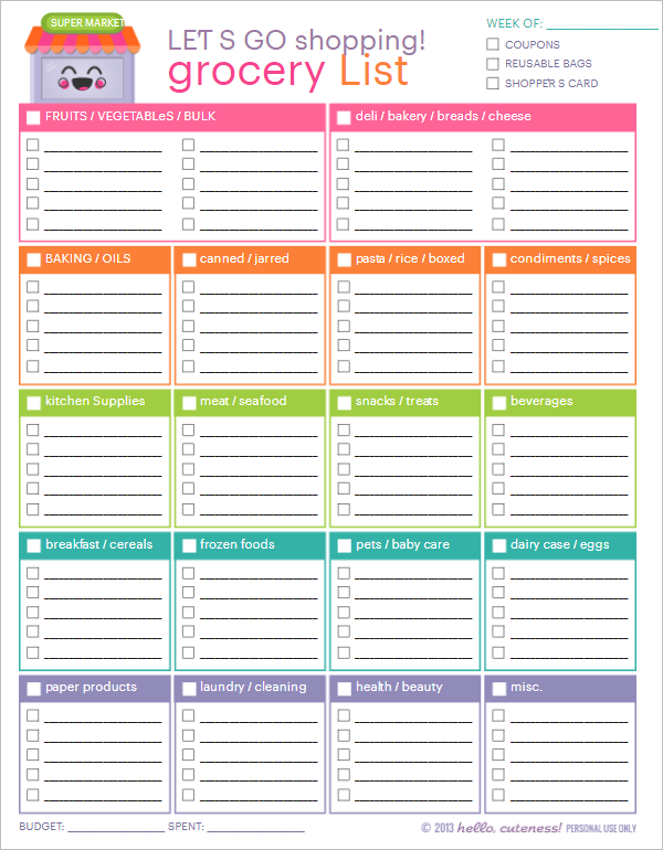 54 Grocery List Templates Free PDF Excel Word Formats