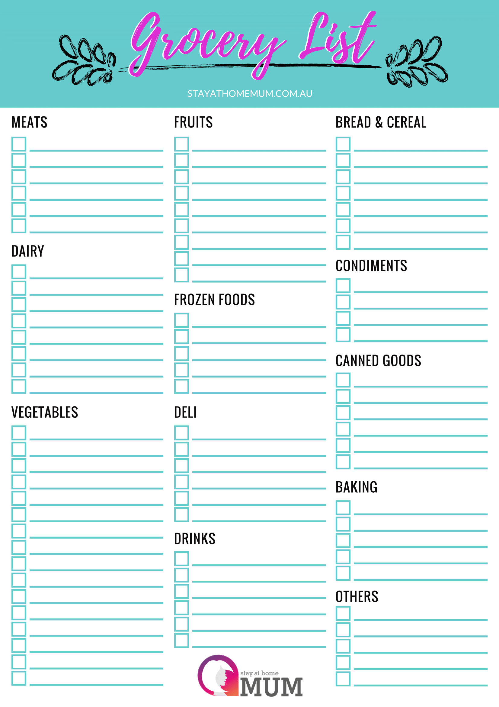 Customisable Grocery Shopping List A Free Printable 