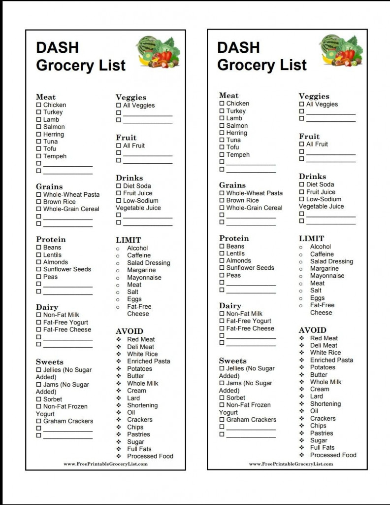 Dash Diet Grocery List Dash Diet Meal Plan Diet Grocery