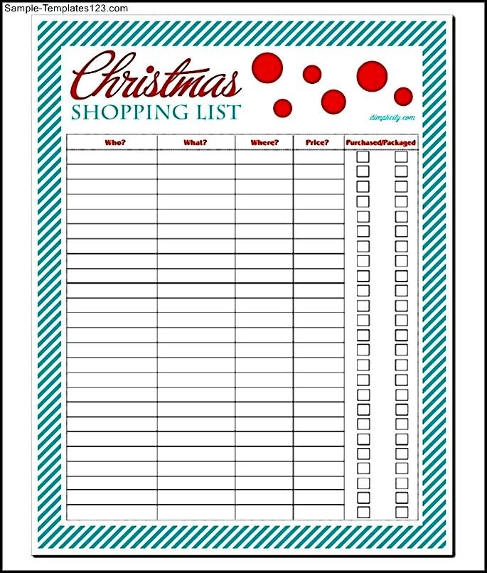 Download Christmas Shopping List Free Printable PDF 