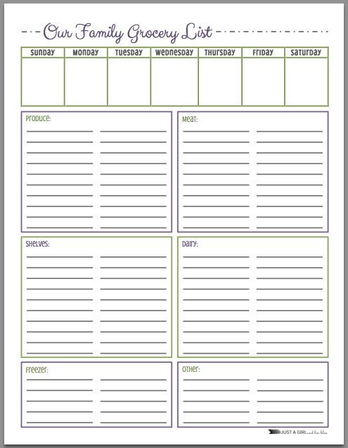 FREE Grocery List Printables 3 Colors Mom 4 Real In 