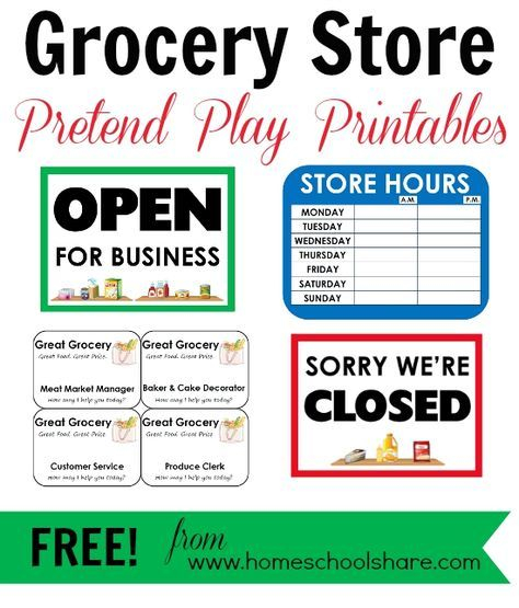 FREE Grocery Store Pretend Play Printables From Homeschool 