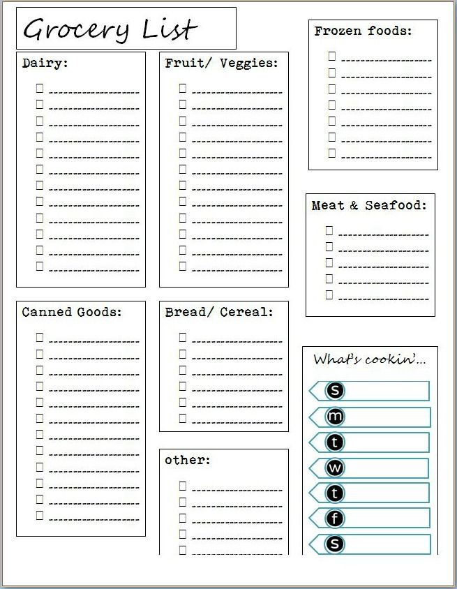 Free Printable Grocery List By Aisle Template Business 