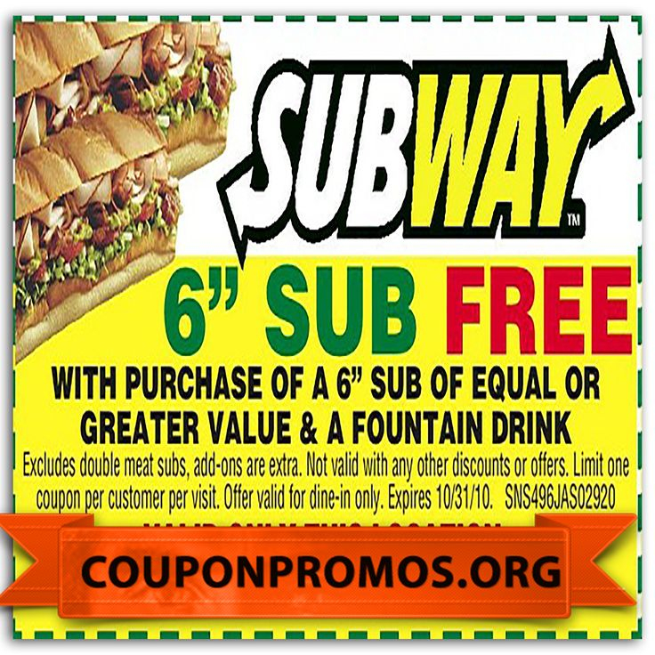 Free Subway Printable Coupon November 2014 Grocery 