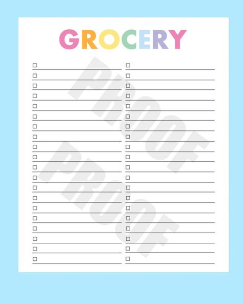 Grocery List Printable For Erin Condren Life Planners 