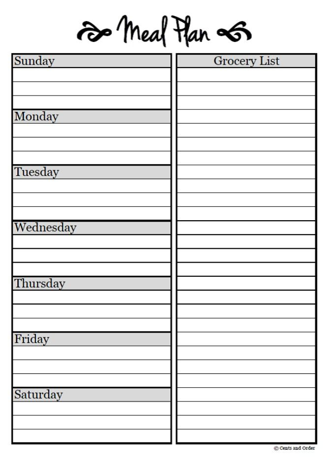 Meal Planning Free Weekly Menu Planner Printable Weekly 