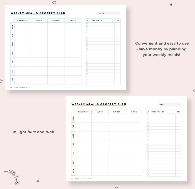 Weekly Meal Prep Planner Printable Grocery And Shopping 