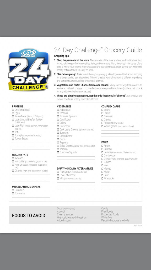 Advocare 24 Day Challenge Grocery List Www fdchampions