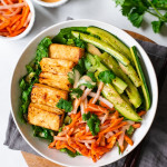 Crispy Tofu Salad With Pickled Veggies And Spicy Dressing