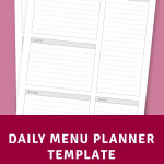 Daily Menu Planner Template Printable PDF