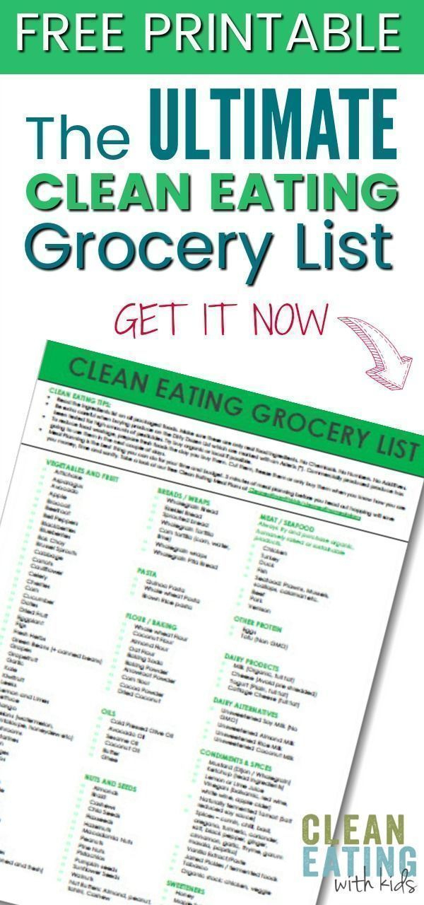 FREE PRINTABLE Clean Eating Grocery List For Beginners 
