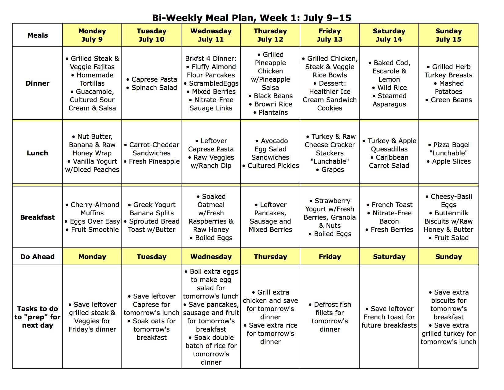 Meal Plan Monday July 9 22 Week Meal Plan Meals For 