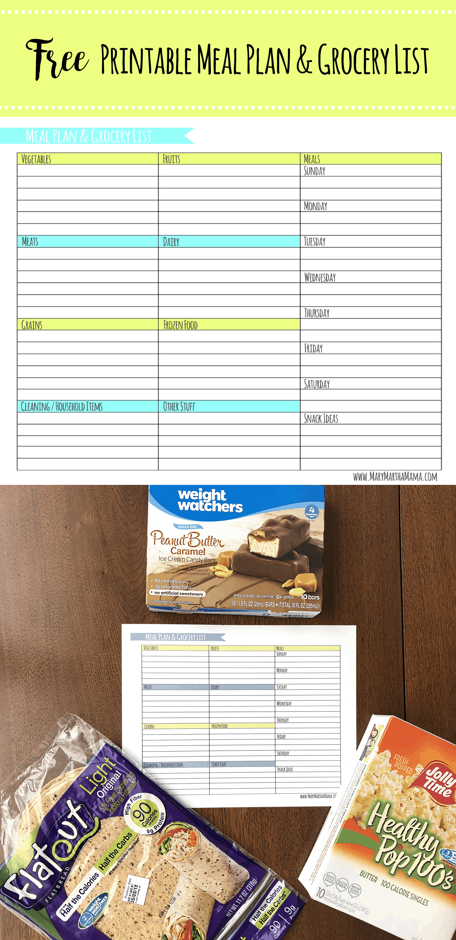 Weekly Meal Planner Template With Grocery List Mary 