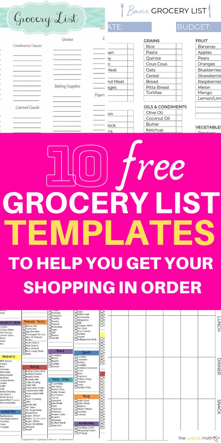 10 Free Printable Grocery List Templates Shopping Lists 