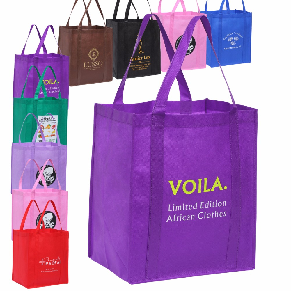 100PCS Lot Grocery Tote Bag Customized With Own Logo in 