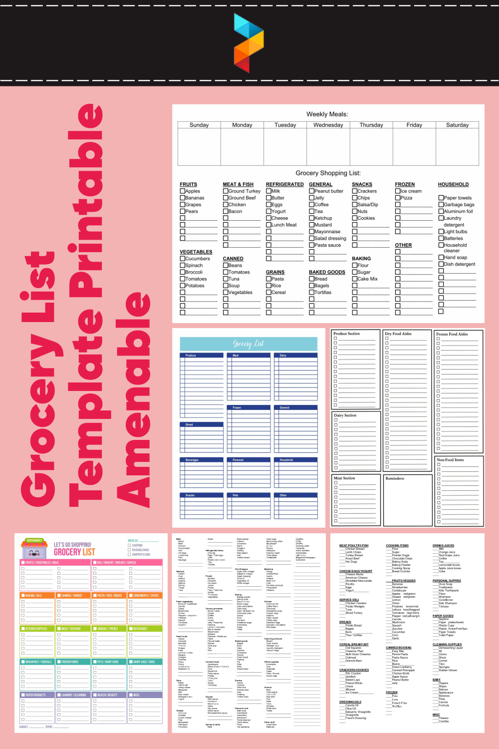 7 Best Grocery List Template Printable Amenable 