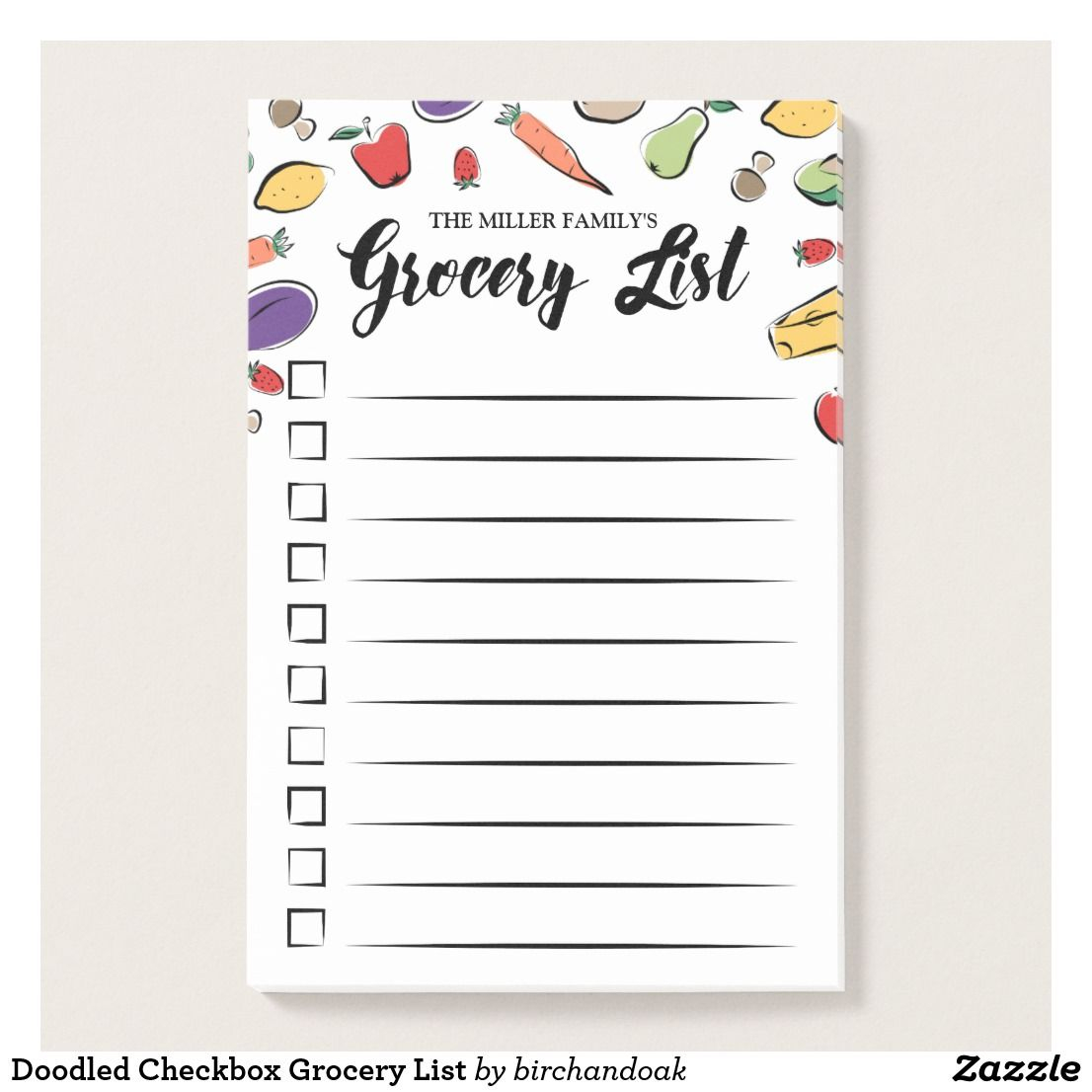 Doodled Checkbox Grocery List Post it Notes Zazzle ca 