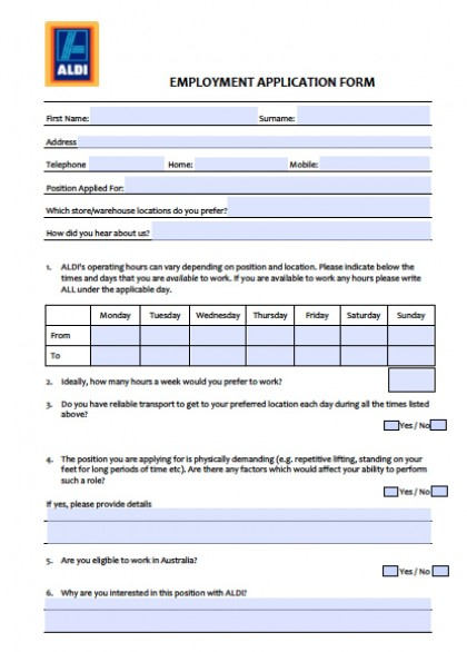 Download ALDI Job Application Forms PDF WikiDownload