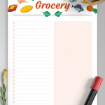 Download Printable Simple Colourful Grocery List PDF