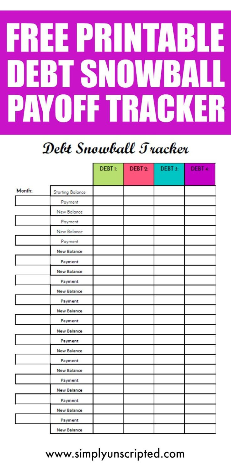 Free Debt Snowball Printable Worksheet Track Your Debt 
