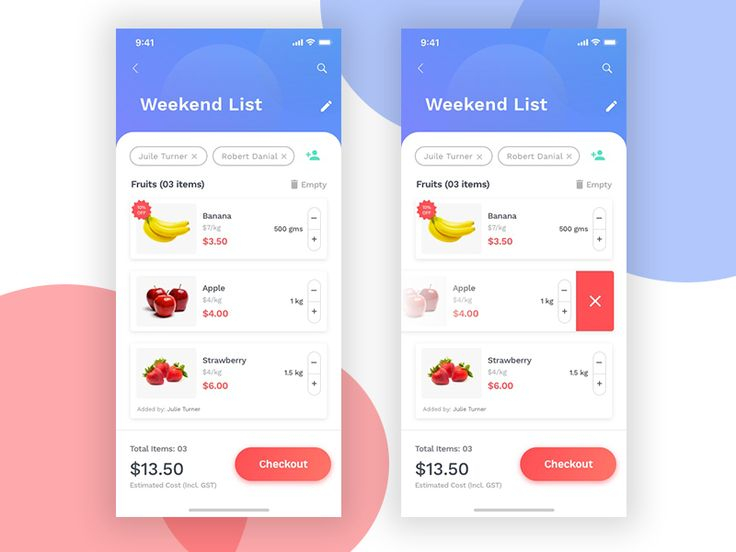 Grocery Shopping List Mobile App Design Inspiration 