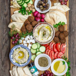 Mediterranean Diet Breakfast Board With Falafel Hummus