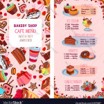 Menu Template For Bakery Shop Desserts Royalty Free Vector