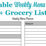 Printable Weekly Menu Planner Template Plus Grocery List