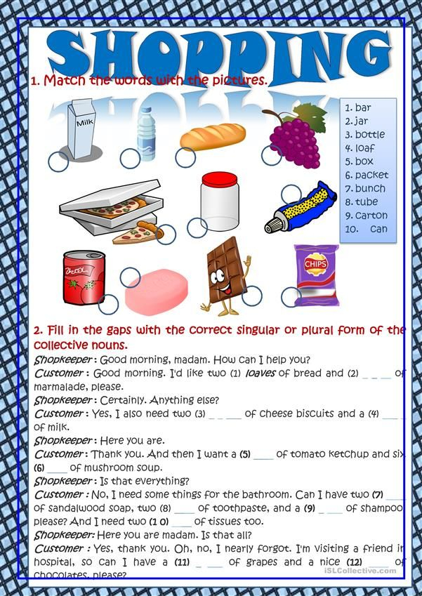 Shopping Vocabulary In Context English ESL Worksheets 