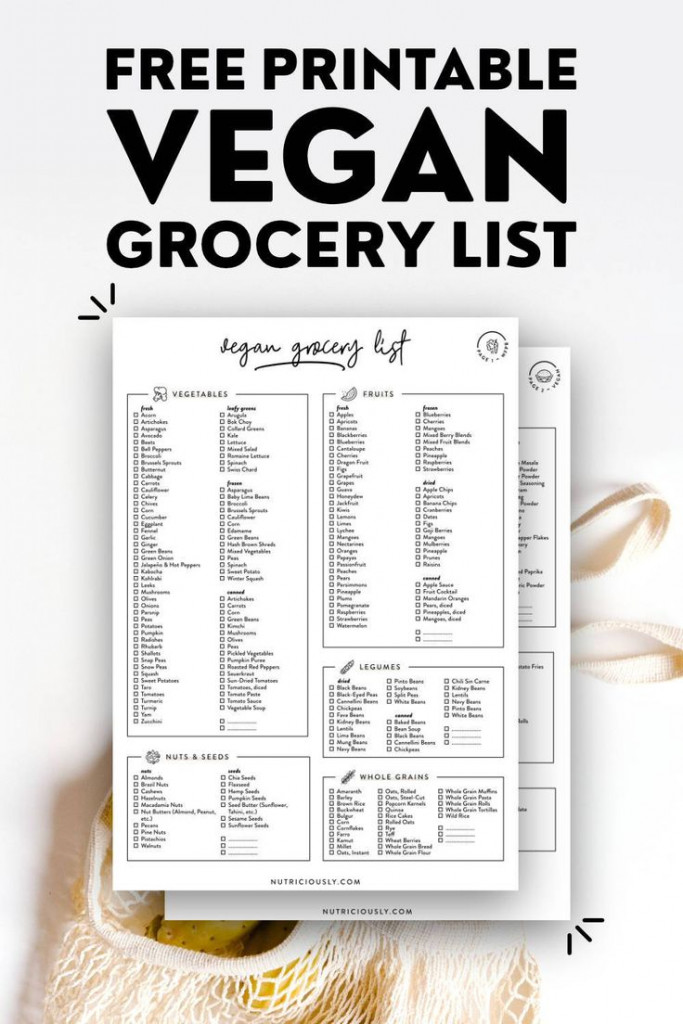 Ultimate Vegan Grocery List For Beginners Printable PDF