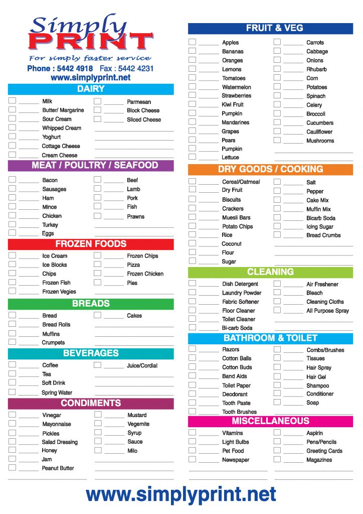 Your FREE Printable Shopping List Simply Print 