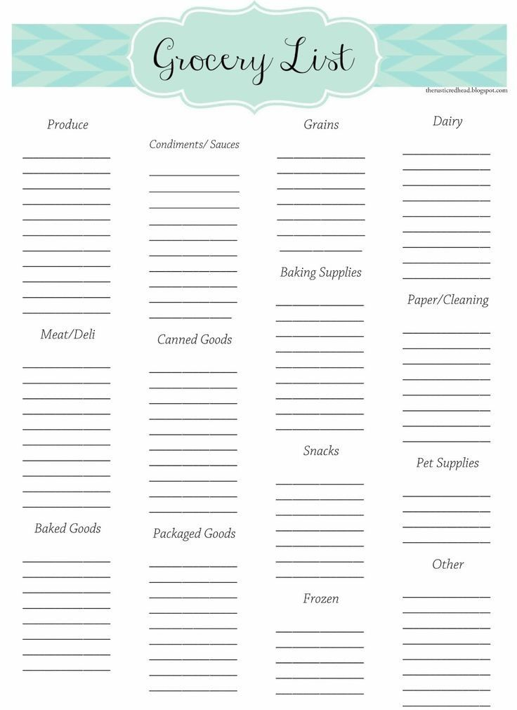 24 Grocery List Template General Shopping List Template Word Grocery 