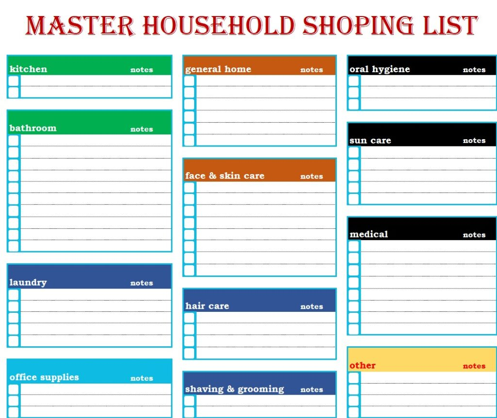 Hotel Grocery List Template Excel Word Templates