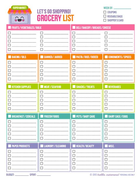 Some Of My Fav Printable Grocery Lists From The Web Grocery List 